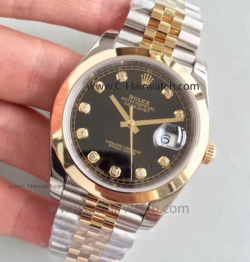 EW 3255 Rolex Datejust 2 Jubilee Two Tone Black Dial Replica Wat